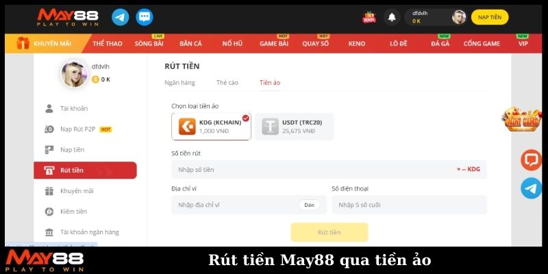 Rút tiền May88 qua tiền ảo