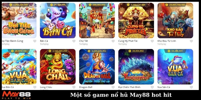 Một số game nổ hũ May88 hot hit